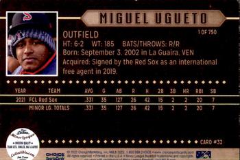 2022 Choice Salem Red Sox #32 Miguel Ugueto Back