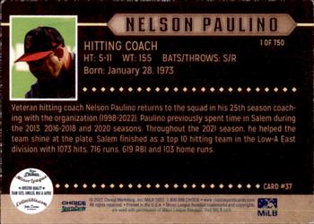 2022 Choice Salem Red Sox #37 Nelson Paulino Back
