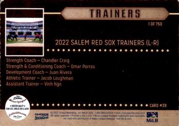 2022 Choice Salem Red Sox #39 Trainers Back