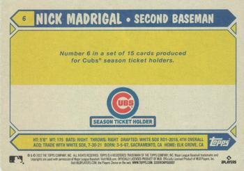 2022 Topps Chicago Cubs Season Ticket Holders #6 Nick Madrigal Back