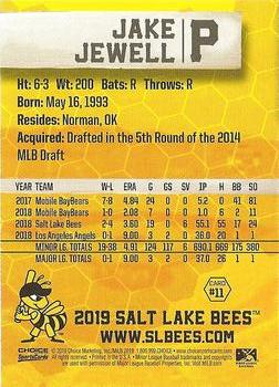 2019 Choice Salt Lake Bees #11 Jake Jewell Back