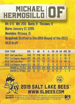 2019 Choice Salt Lake Bees #18 Michael Hermosillo Back