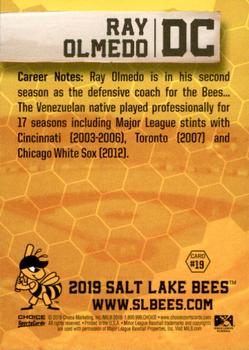 2019 Choice Salt Lake Bees #19 Ray Olmedo Back