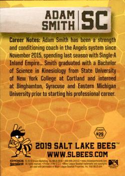 2019 Choice Salt Lake Bees #29 Adam Smith Back