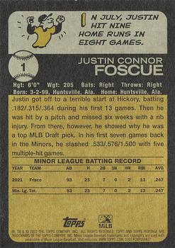 2022 Topps Heritage Minor League #1 Justin Foscue Back