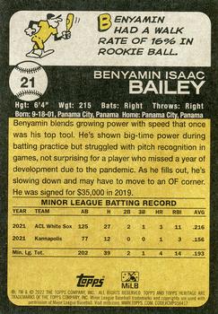 2022 Topps Heritage Minor League #21 Benyamin Bailey Back