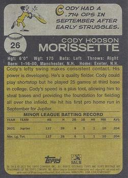 2022 Topps Heritage Minor League #26 Cody Morissette Back