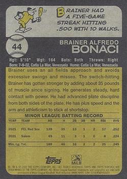 2022 Topps Heritage Minor League #44 Brainer Bonaci Back