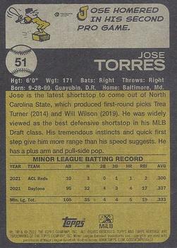 2022 Topps Heritage Minor League #51 Jose Torres Back