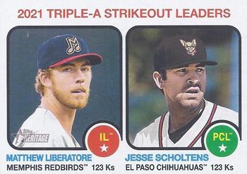 2022 Topps Heritage Minor League #62 2021 Triple-A Strikeout Leaders (Matthew Liberatore / Jesse Scholtens) Front