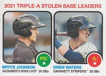 2022 Topps Heritage Minor League #64 Drew Waters / Bryce Johnson Front