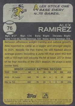 2022 Topps Heritage Minor League #76 Alex Ramirez Back
