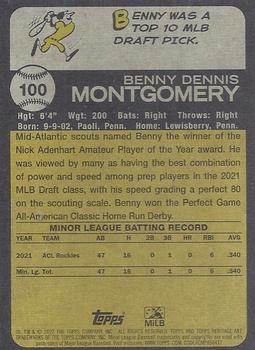 2022 Topps Heritage Minor League #100 Benny Montgomery Back