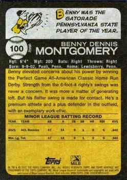 2022 Topps Heritage Minor League #100b Benny Montgomery Back