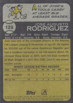 2022 Topps Heritage Minor League #128 Jose Rodriguez Back