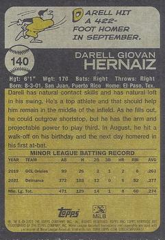 2022 Topps Heritage Minor League #140 Darell Hernaiz Back
