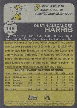 2022 Topps Heritage Minor League #149 Dustin Harris Back