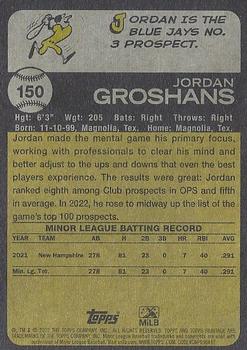 2022 Topps Heritage Minor League #150 Jordan Groshans Back