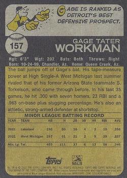 2022 Topps Heritage Minor League #157 Gage Workman Back