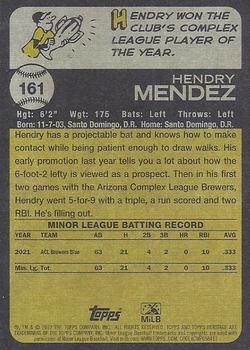 2022 Topps Heritage Minor League #161 Hendry Mendez Back