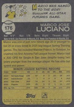 2022 Topps Heritage Minor League #176 Marco Luciano Back