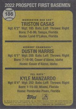2022 Topps Heritage Minor League #186 Dustin Harris / Kyle Manzardo / Triston Casas Back