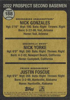 2022 Topps Heritage Minor League #188 Nick Yorke / Justin Foscue / Nick Gonzales Back