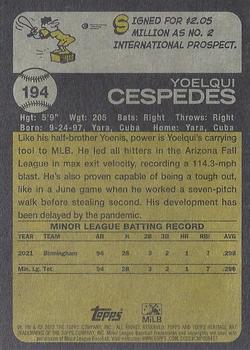2022 Topps Heritage Minor League #194 Yoelqui Cespedes Back