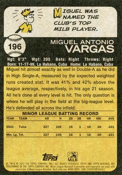 2022 Topps Heritage Minor League #196 Miguel Vargas Back