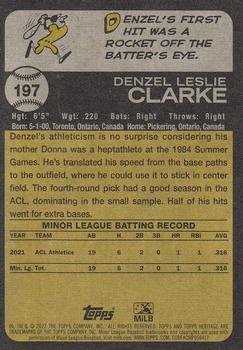 2022 Topps Heritage Minor League #197 Denzel Clarke Back
