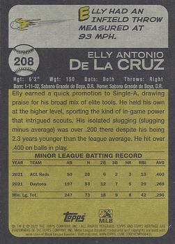 2022 Topps Heritage Minor League #208 Elly De La Cruz Back