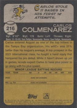 2022 Topps Heritage Minor League #216 Carlos Colmenarez Back
