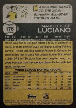 2022 Topps Heritage Minor League #176 Marco Luciano Back
