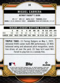 2022 Topps Triple Threads #38 Miguel Cabrera Back