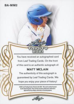 2021 Leaf Trinity - Platinum #BA-MM2 Matt McLain Back