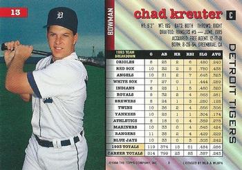 1994 Bowman #13 Chad Kreuter Back
