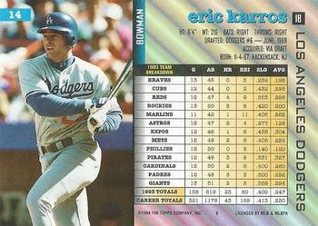 1994 Bowman #14 Eric Karros Back