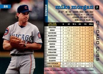 1994 Bowman #26 Mike Morgan Back