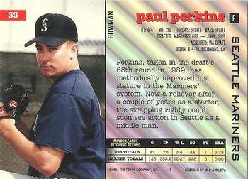 1994 Bowman #33 Paul Perkins Back