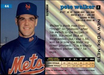 1994 Bowman #44 Pete Walker Back