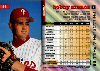 1994 Bowman #56 Bobby Munoz Back