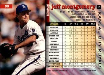 1994 Bowman #59 Jeff Montgomery Back