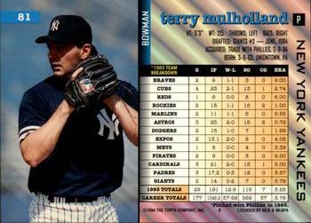 1994 Bowman #81 Terry Mulholland Back