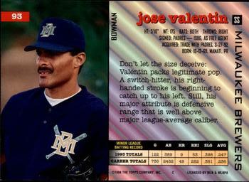 1994 Bowman #93 Jose Valentin Back