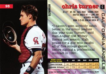 1994 Bowman #95 Chris Turner Back
