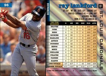 1994 Bowman #96 Ray Lankford Back