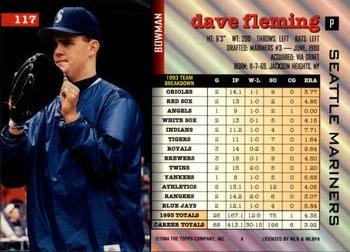 1994 Bowman #117 Dave Fleming Back