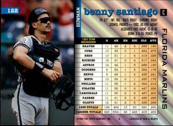 1994 Bowman #122 Benny Santiago Back