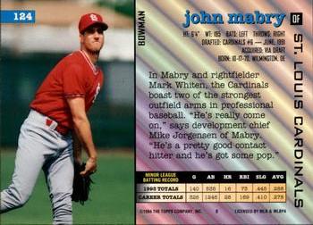 1994 Bowman #124 John Mabry Back