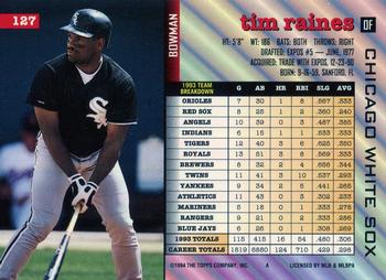 1994 Bowman #127 Tim Raines Back
